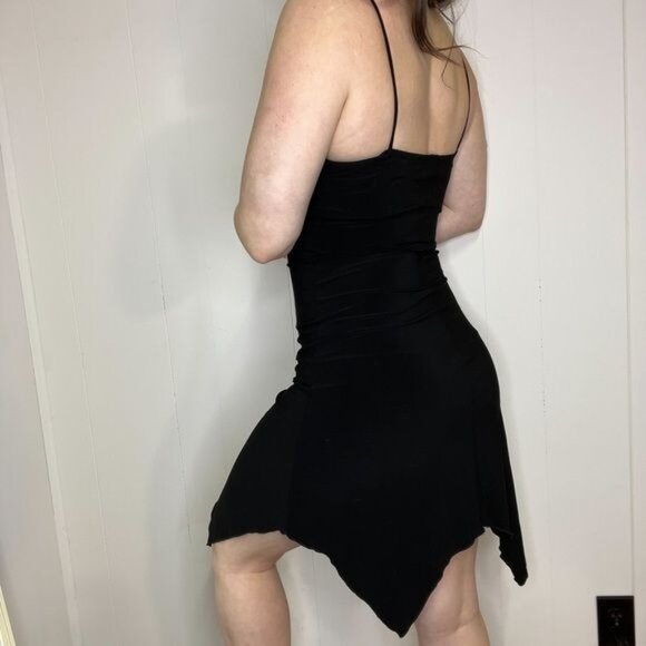 Vintage Y2K Black and White Fairy Asymmetrical Hem Party Dress - Picture 15 of 15